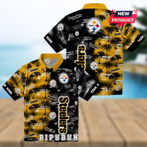 Pittsburgh Steelers Palm Silhouettes Hawaiian Shirt