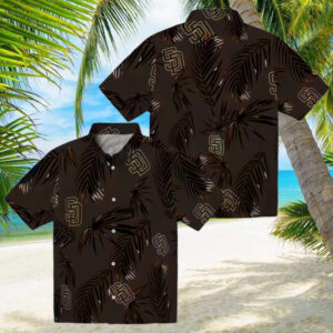 San Diego Padres Palm Leaf Brown Hawaiian Shirt   MLB Fan Summer Tropical Apparel