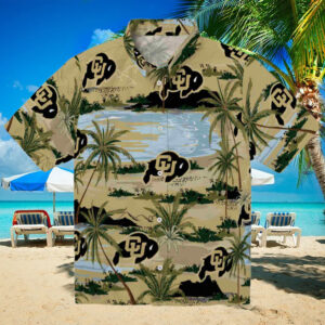 Colorado Buffaloes Palm Horizon Gold Hawaiian Shirt