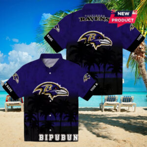 Baltimore Ravens Custom Sunset Pattern Purple Hawaiian Shirt