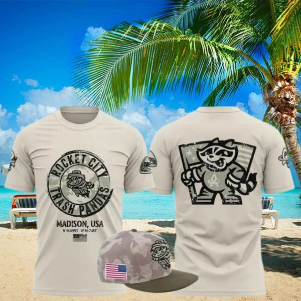 Rocket City Trash Pandas 2025 Armed Forces Limited Edition T Shirt Baseball Player Gift Ideas