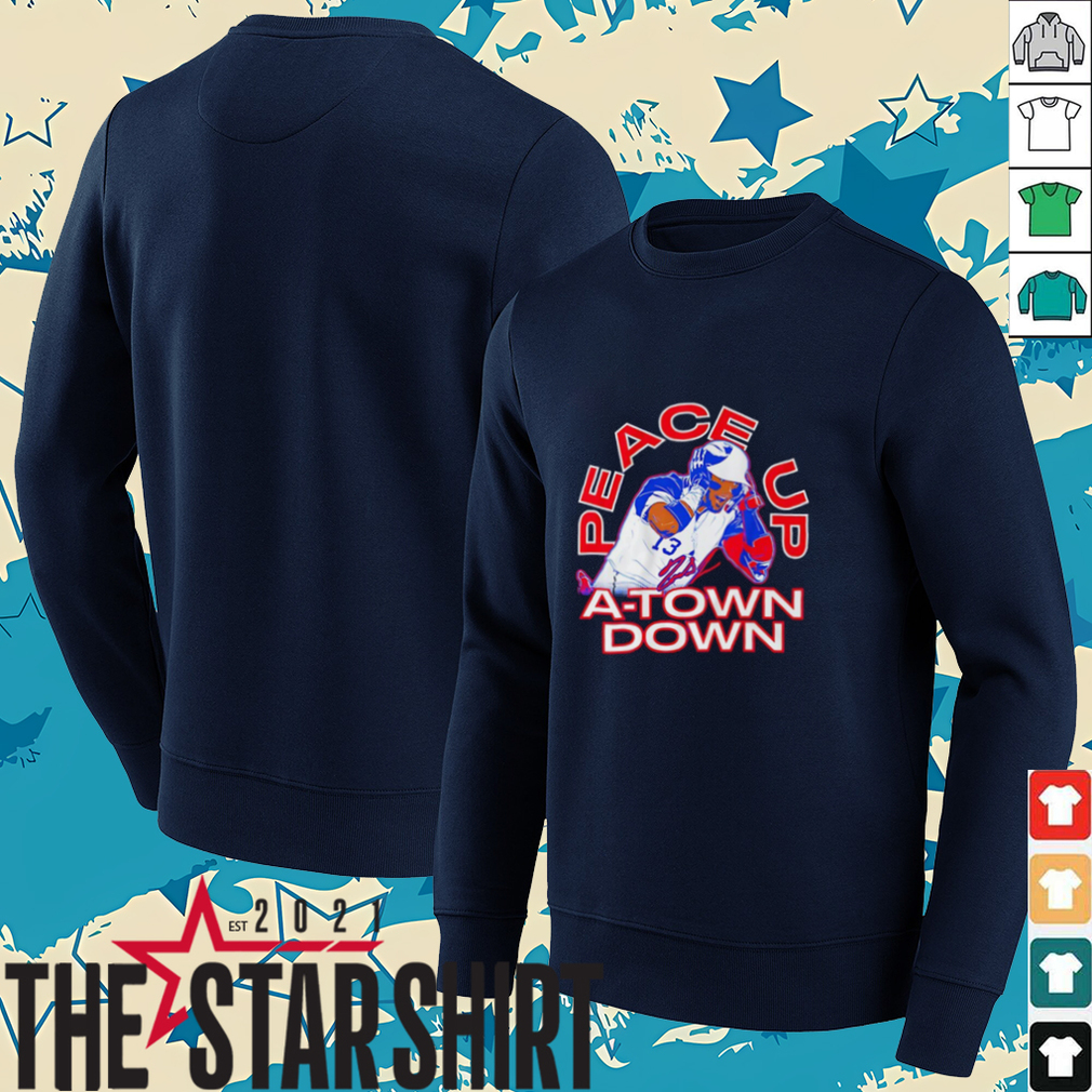 Ronald Acuña Jr. The Grenade peace up a town down signature shirt Ronald Acuña Jr. The Grenade peace up a town down signature shirt