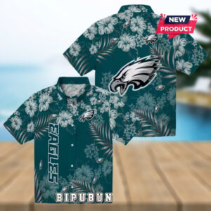 Philadelphia Eagles Hibiscus Green Hawaiian Shirt
