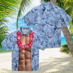 Navy Tampa Bay Rays Hawaiian Shirt with Chest Illusion   Summer MLB Beach Apparel