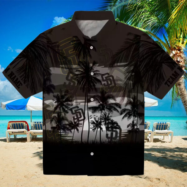 San Diego Padres Brown Black Hawaiian Shirt   Tropical Sunset Print Gift for Baseball Fans