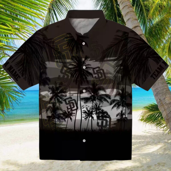 San Diego Padres Brown Black Hawaiian Shirt   Tropical Sunset Print Gift for Baseball Fans