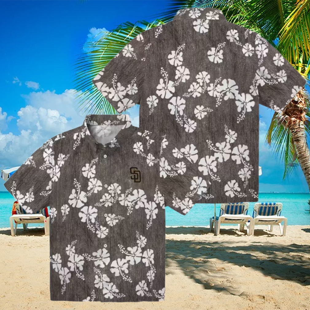 San Diego Padres Floral Hibiscus Hawaiian Shirt Brown MLB Shirt for Beach & Vacation San Diego Padres Floral Hibiscus Hawaiian Shirt Brown MLB Shirt for Beach & Vacation