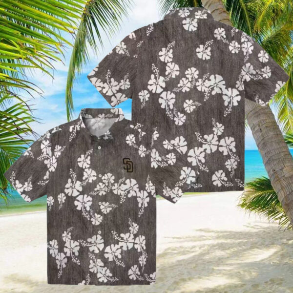 San Diego Padres Floral Hibiscus Hawaiian Shirt   Brown MLB Shirt for Beach & Vacation