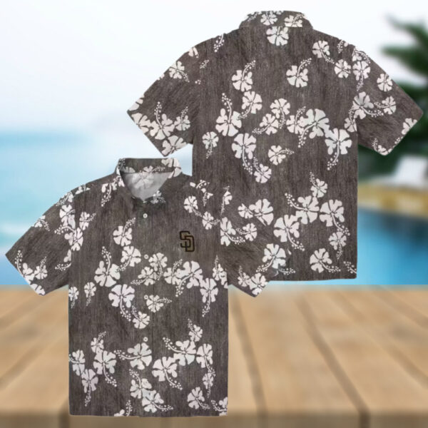 San Diego Padres Floral Hibiscus Hawaiian Shirt   Brown MLB Shirt for Beach & Vacation