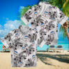 Dodgers Sunset Scene Hawaiian Shirt   Blue & Black Summer Vacation Wear