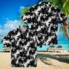 San Diego Padres Palm Motifs Black White Hawaiian Shirt   MLB Fan Summer Beach Apparel
