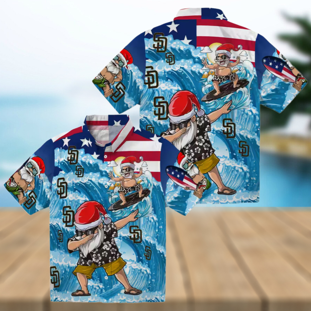 San Diego Padres Surfing Santa Blue Hawaiian Shirt Tropical MLB Team Shirt for Fans San Diego Padres Surfing Santa Blue Hawaiian Shirt Tropical MLB Team Shirt for Fans