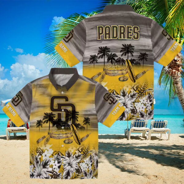 San Diego Padres Tropical Canoe Casual Shirt   Brown Hawaiian Shirt for Game Day