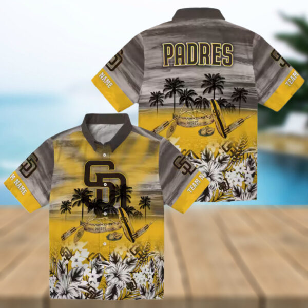 San Diego Padres Tropical Canoe Casual Shirt   Brown Hawaiian Shirt for Game Day