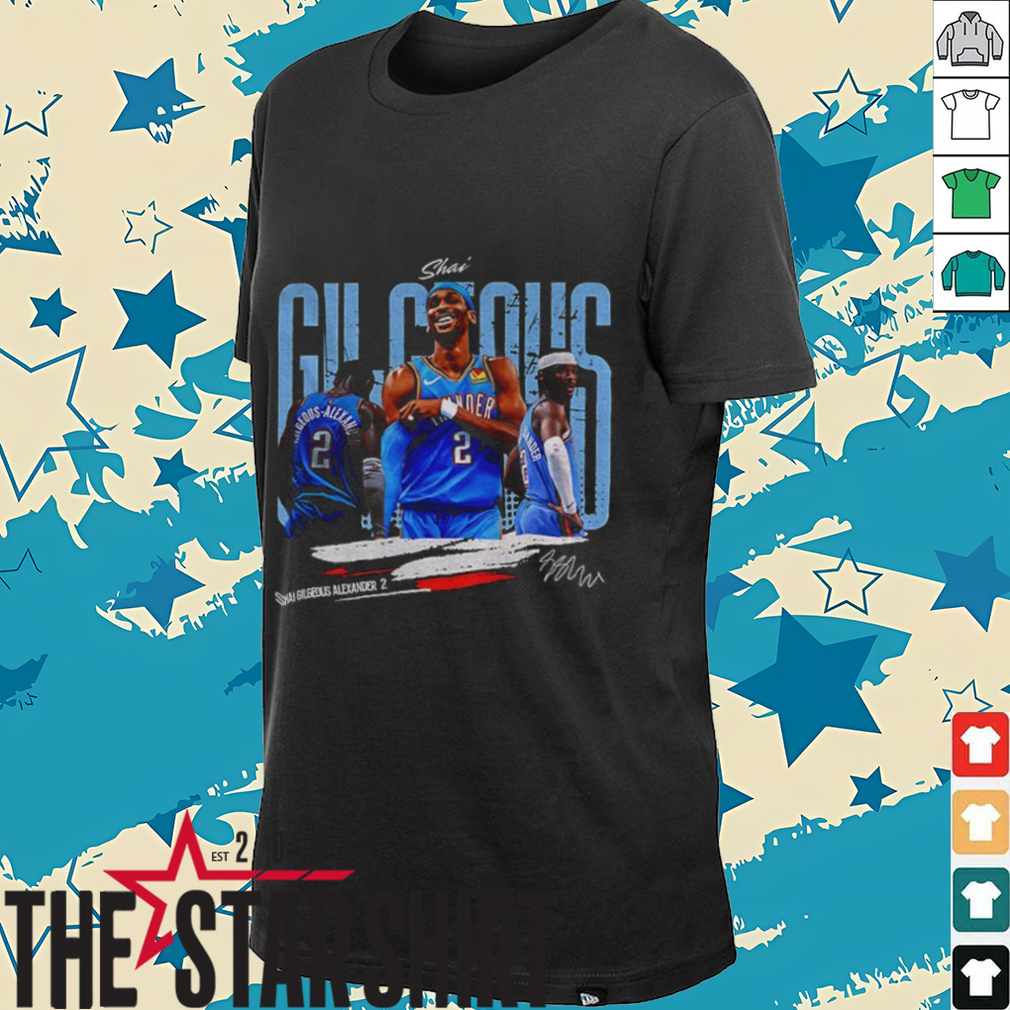 Shai Gilgeous Alexander Oklahoma City Thunder 2025 NBA Basketball graphic signature t shirt Shai Gilgeous Alexander Oklahoma City Thunder 2025 NBA Basketball graphic signature t shirt