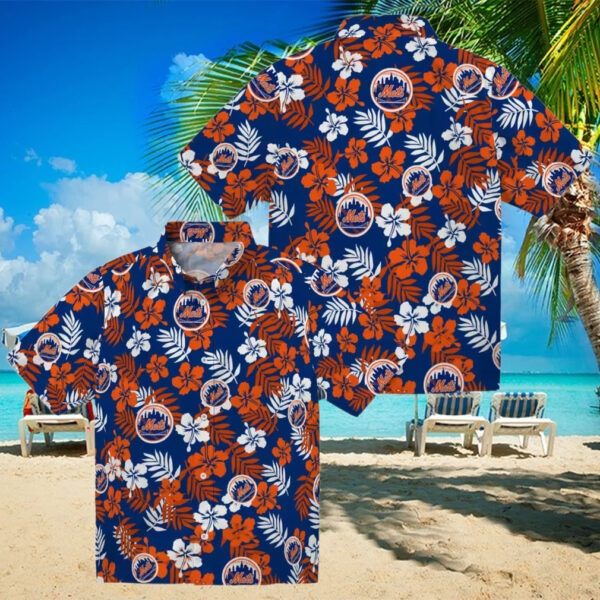 Shop New York Mets Floral Blue Hawaiian Shirt   Perfect MLB Tropical Aloha Shirt for Vacation