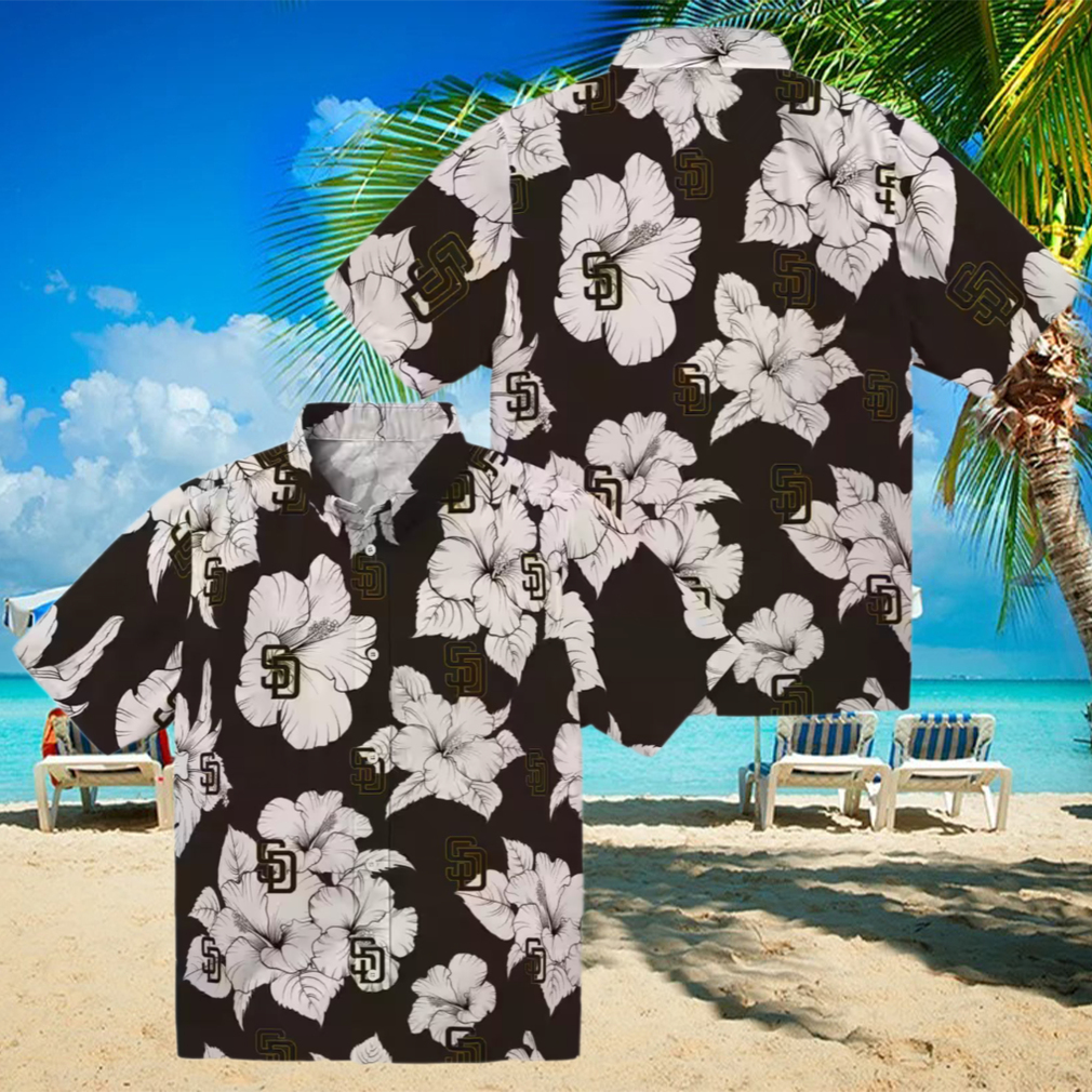 Shop San Diego Padres Hibiscus Brown & White Hawaiian Shirt Perfect MLB Fan Summer Shirt Shop San Diego Padres Hibiscus Brown & White Hawaiian Shirt Perfect MLB Fan Summer Shirt