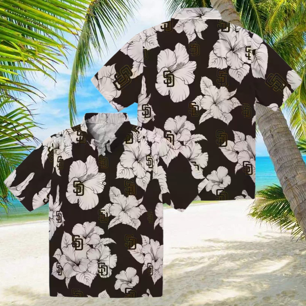 Shop San Diego Padres Hibiscus Brown & White Hawaiian Shirt Perfect MLB Fan Summer Shirt Shop San Diego Padres Hibiscus Brown & White Hawaiian Shirt Perfect MLB Fan Summer Shirt