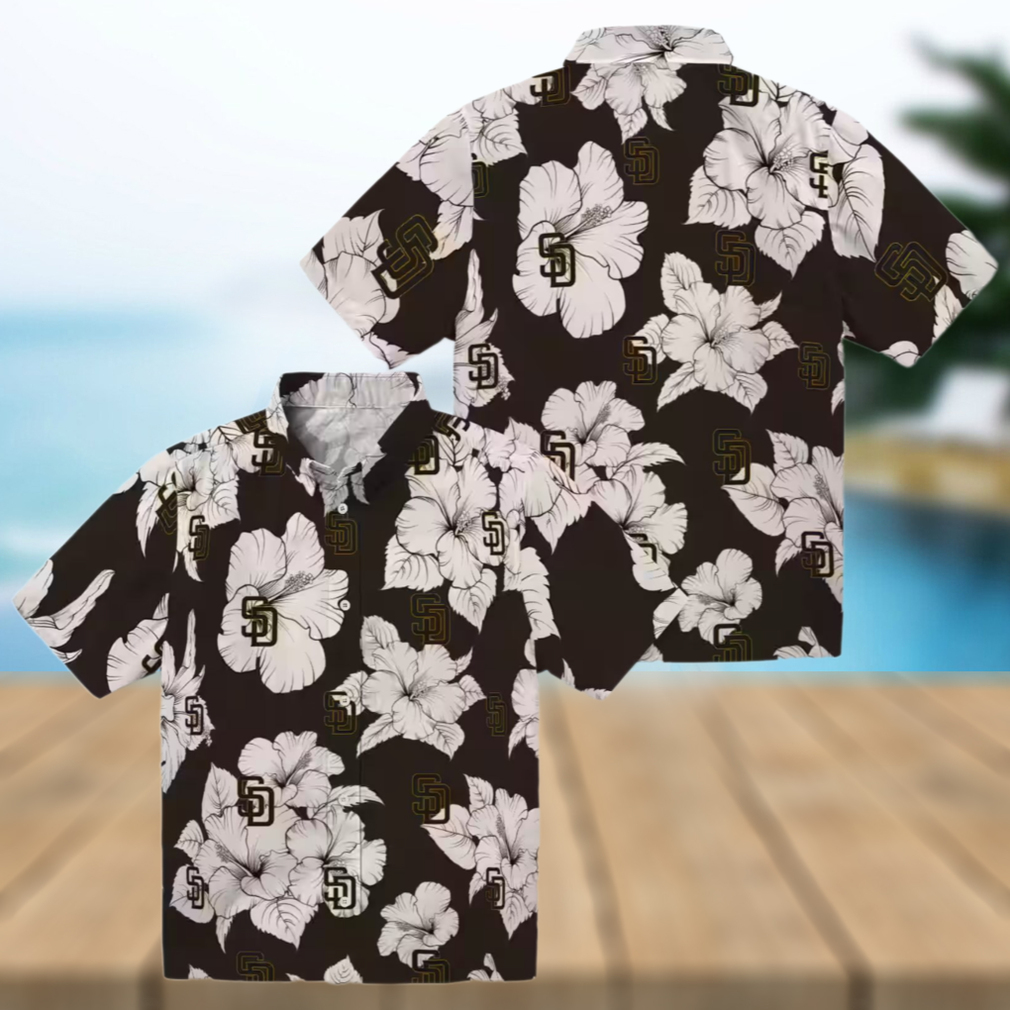 Shop San Diego Padres Hibiscus Brown & White Hawaiian Shirt Perfect MLB Fan Summer Shirt Shop San Diego Padres Hibiscus Brown & White Hawaiian Shirt Perfect MLB Fan Summer Shirt