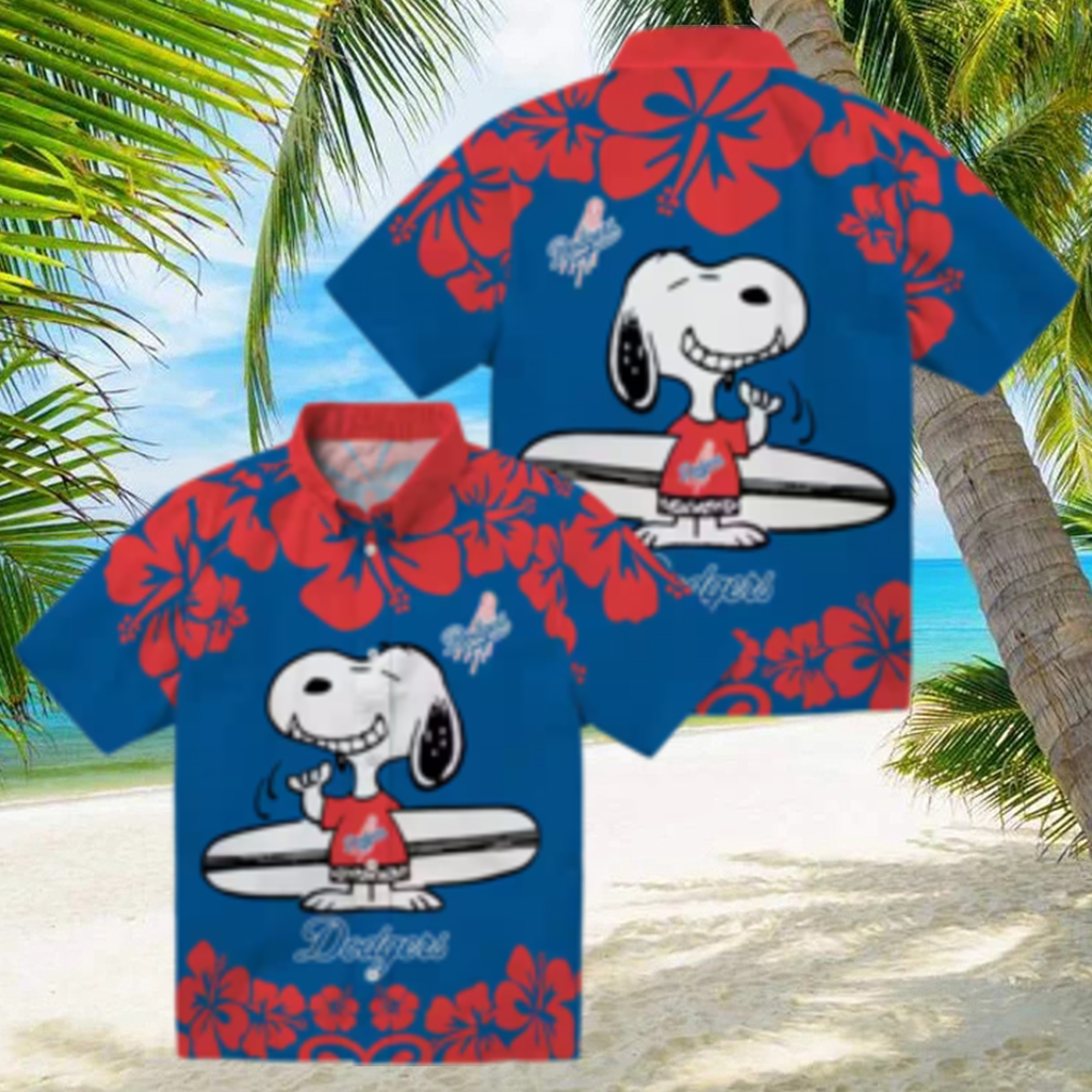 Snoopy Surf Blue Dodgers Hawaiian Shirt Official LA MLB Aloha Gift for Men Snoopy Surf Blue Dodgers Hawaiian Shirt Official LA MLB Aloha Gift for Men