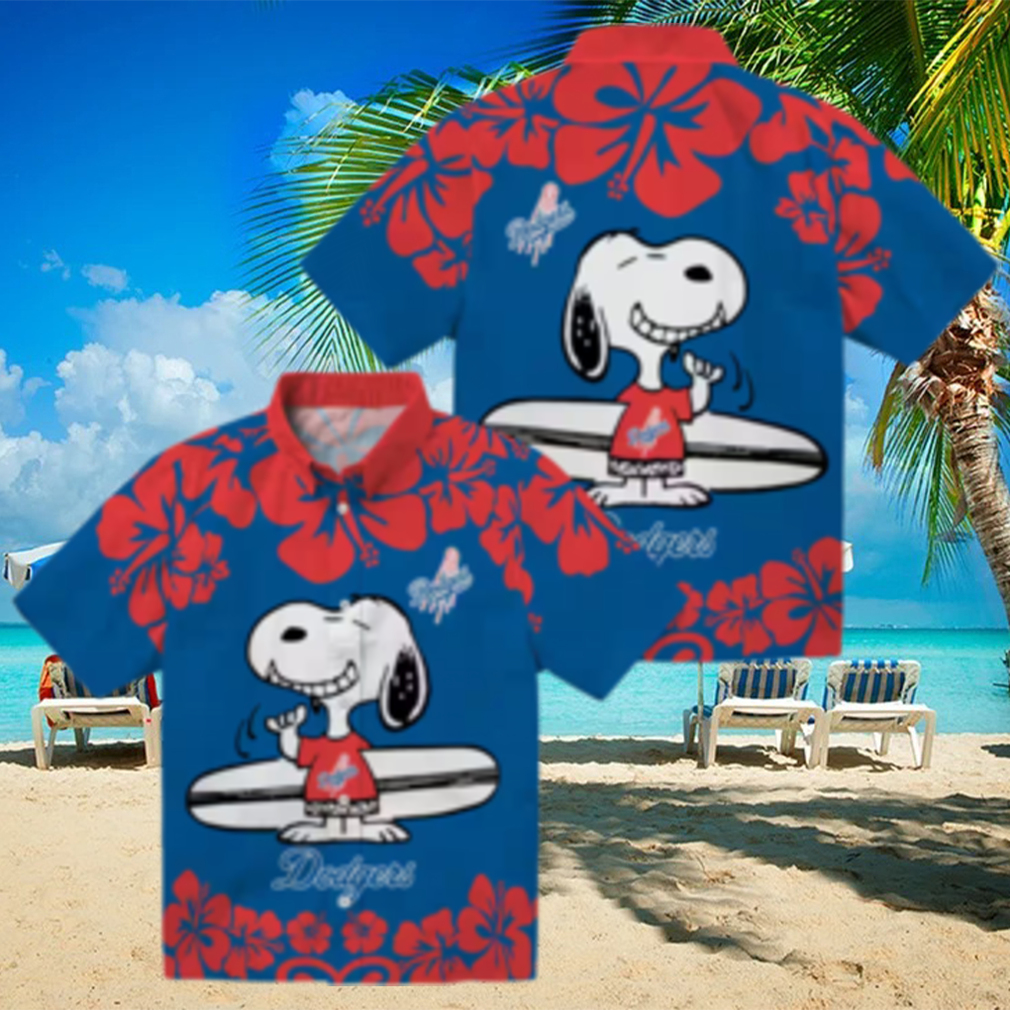 Snoopy Surf Blue Dodgers Hawaiian Shirt Official LA MLB Aloha Gift for Men Snoopy Surf Blue Dodgers Hawaiian Shirt Official LA MLB Aloha Gift for Men