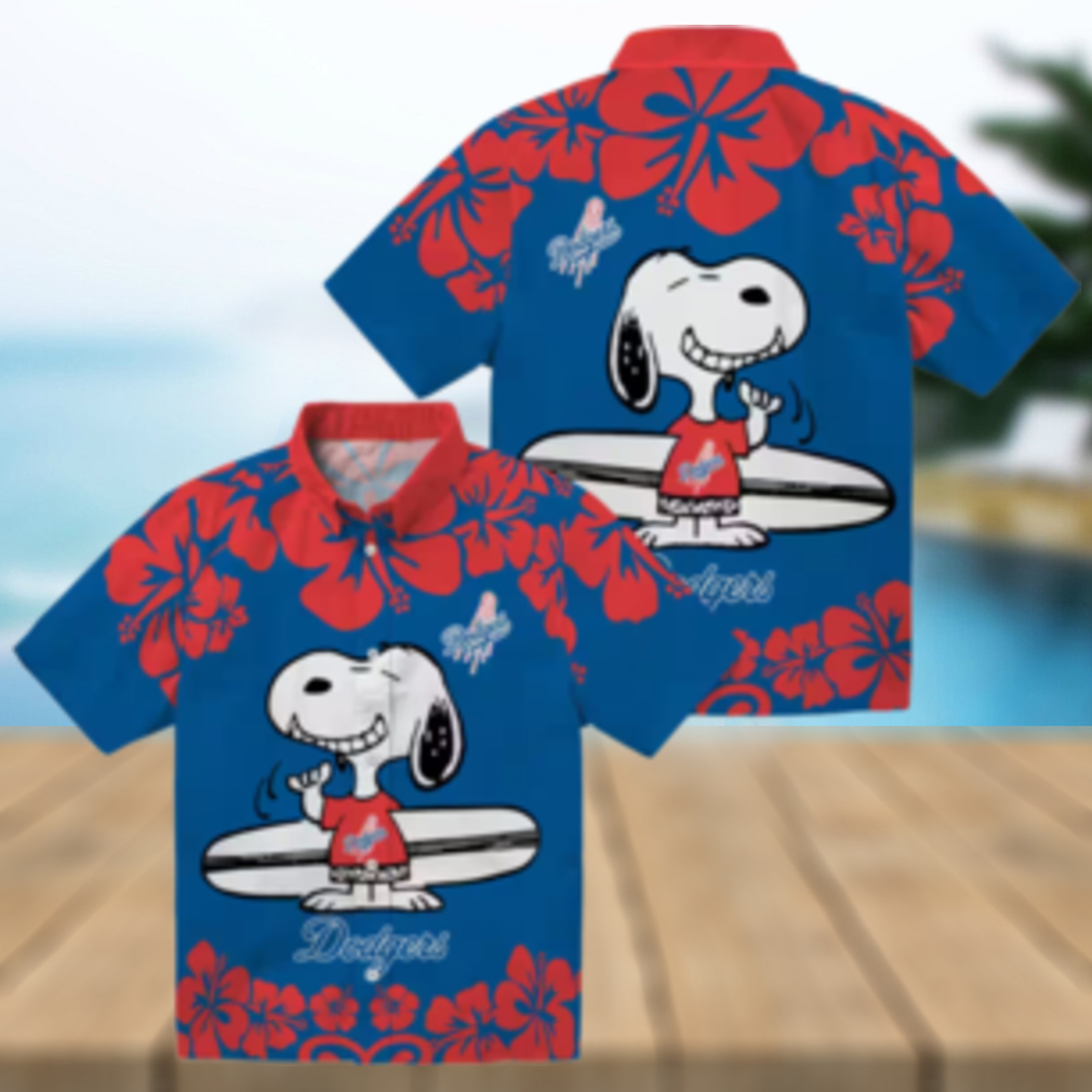 Snoopy Surf Blue Dodgers Hawaiian Shirt Official LA MLB Aloha Gift for Men Snoopy Surf Blue Dodgers Hawaiian Shirt Official LA MLB Aloha Gift for Men