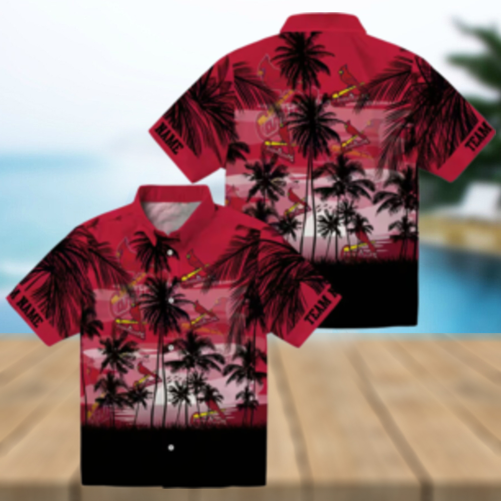 St. Louis Cardinals Sunset Scene Hawaiian Shirt Custom MLB Fan Shirt in Red & Black St. Louis Cardinals Sunset Scene Hawaiian Shirt Custom MLB Fan Shirt in Red & Black