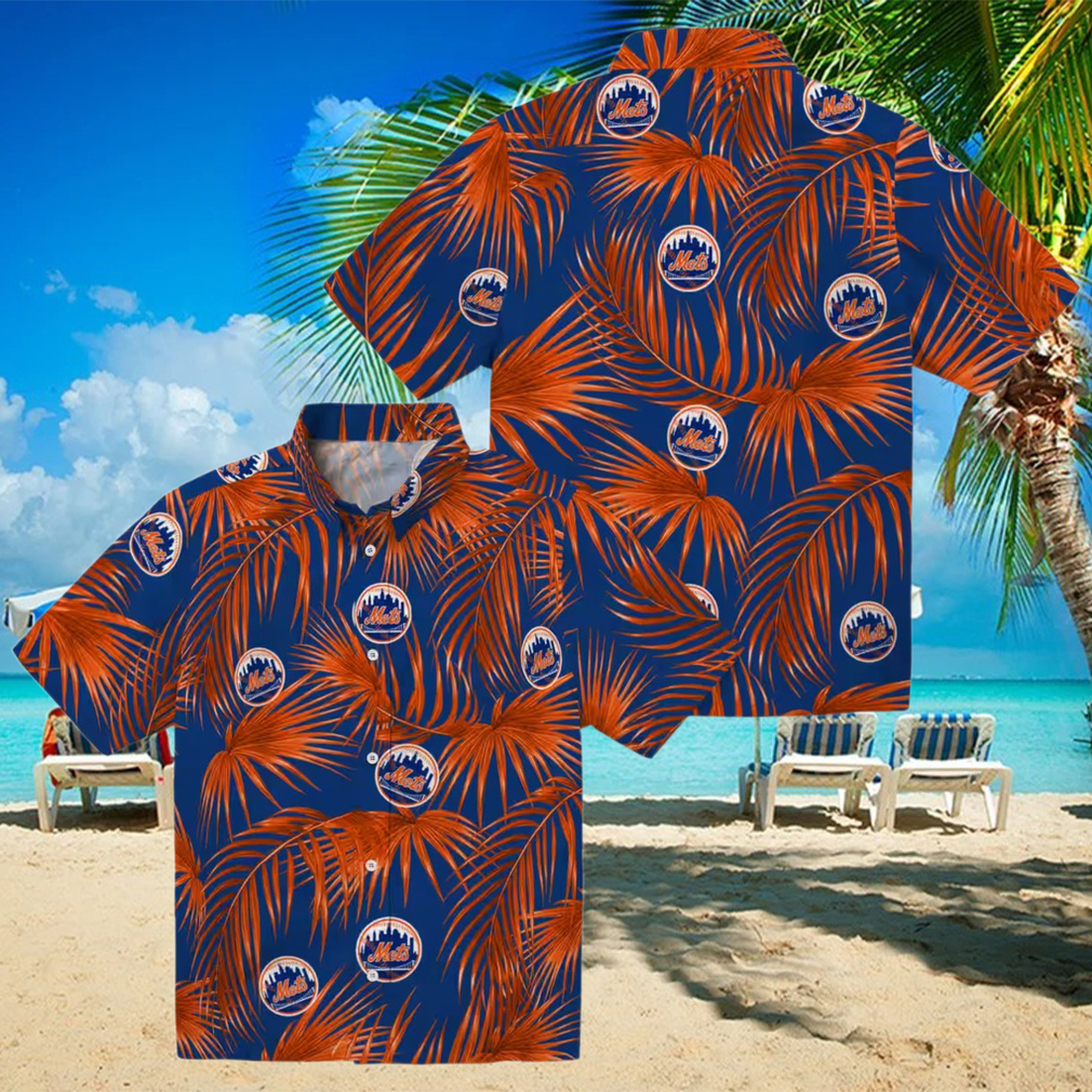 Summer Ready New York Mets Hawaiian Shirt Blue Palm Leaves MLB Shirt Summer Ready New York Mets Hawaiian Shirt Blue Palm Leaves MLB Shirt