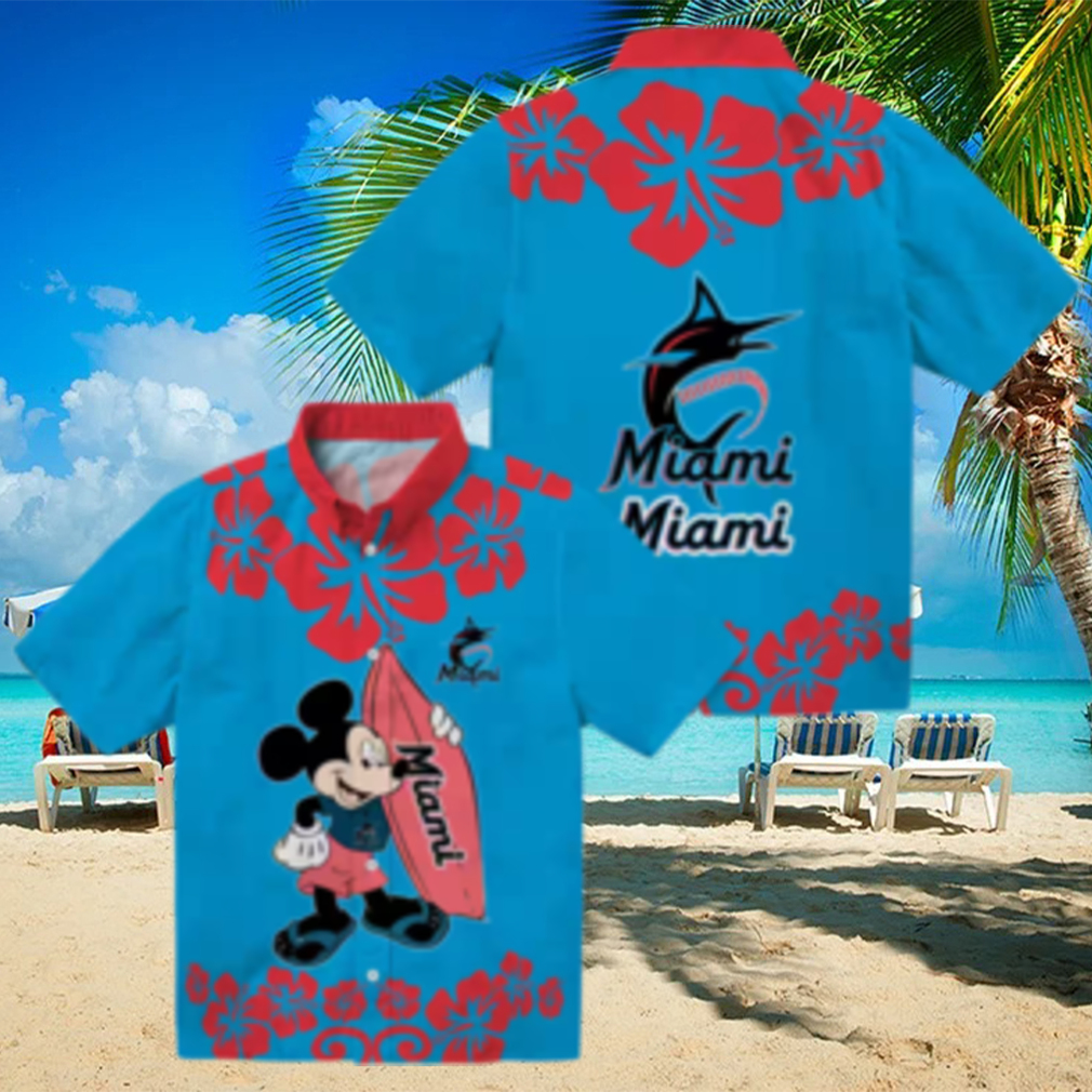 Surfing Mickey Miami Marlins Tropical Hawaiian Shirt for Men, MLB Fan Gift Surfing Mickey Miami Marlins Tropical Hawaiian Shirt for Men, MLB Fan Gift