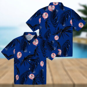Best New York Yankees Beach Hawaiian Shirt Navy Palm Leaf Summer Fan Clothing Sunflowe