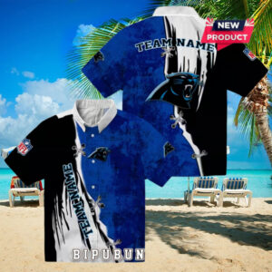 Customized Carolina Panthers Edgy Streaks Hawaiian Shirt