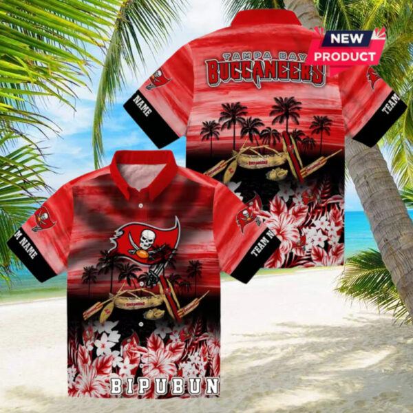 Tampa Bay Buccaneers Tropical Canoe Hawaiian Shirt