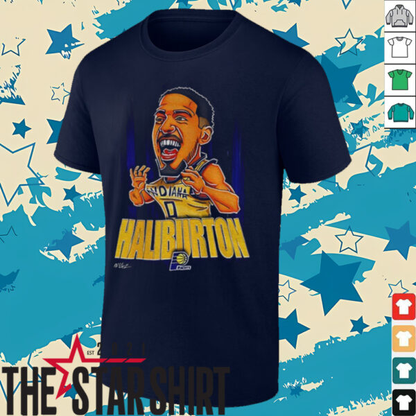 Tyrese Haliburton Indiana Pacers NBA Basketball big head cartoon shirt