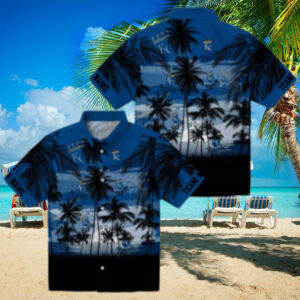 Best Kansas City Royals Sunset Hawaiian Shirt   Blue & Black MLB Summer Beach Shirt