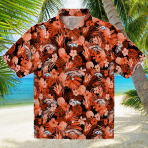 Denver Broncos Floral Pineapple Orange Hawaiian Shirt