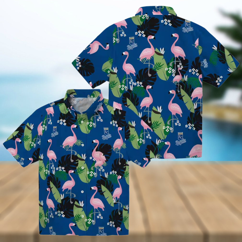 Unique Kansas City Royals Tropical Royal Blue Hawaiian Shirt Flamingo Leaf Motif Print Unique Kansas City Royals Tropical Royal Blue Hawaiian Shirt Flamingo Leaf Motif Print