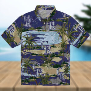 Colorado Rockies Palm Horizon Blue Hawaiian Shirt