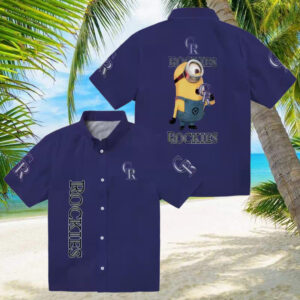 MLB Colorado Rockies Stuart Minion Blue Hawaiian Shirt Summer Fan Apparel for Baseball Fans
