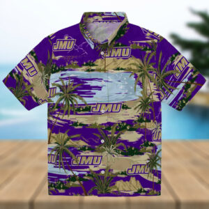 James Madison Dukes Palm Horizon Purple Hawaiian Shirt