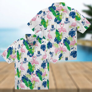 Shop Kansas City Royals Hawaiian Shirt Aloha Flamingo Tropical Palm Blue Green