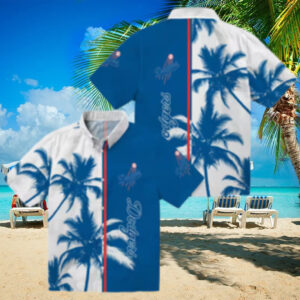 Official Los Angeles Dodgers Tropical Shirt Blue & White Palm Tree Design