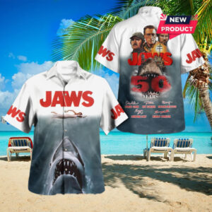 Jaws 50th Anniversary Signatures Hawaiian Shirt
