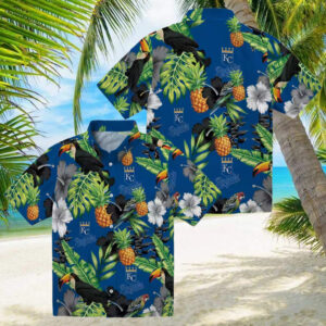 Kansas City Royals Baseball Hawaiian Shirt Stylish Black Green Corn Design