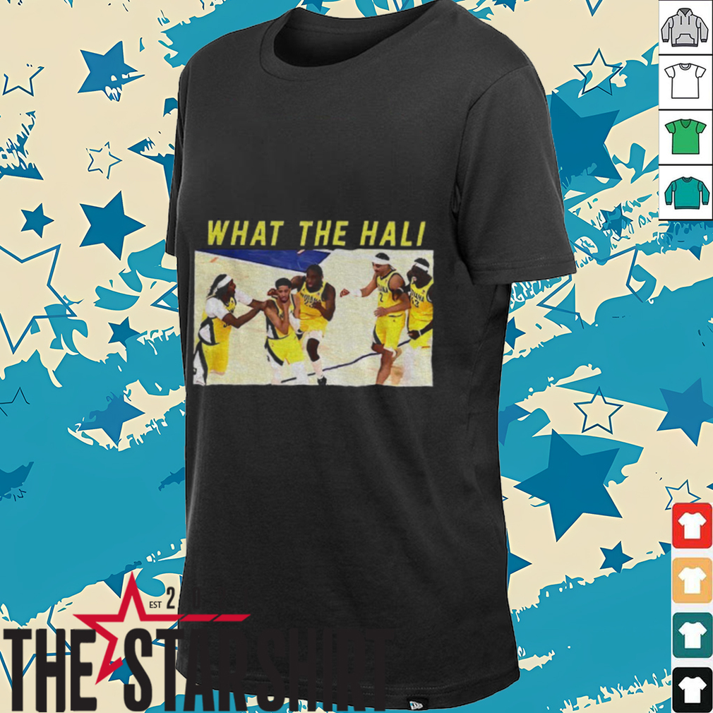 What The Hali Tyrese Haliburton Celebration Indiana Pacers NBA Basketball Champs 2025 Game Day shirt What The Hali Tyrese Haliburton Celebration Indiana Pacers NBA Basketball Champs 2025 Game Day shirt