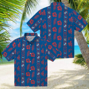 LA Dodgers Tropical Hawaiian Shirt Blue Hibiscus Floral Print for Fans