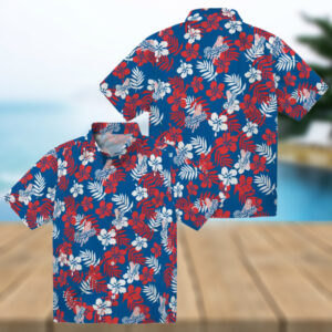 LA Dodgers Blue Hawaiian Shirt Floral Print Aloha Shirt for Baseball Fans