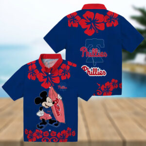 Philadelphia Phillies Mickey Surfing Blue Hawaiian Shirt MLB Beach Shirt for Fans