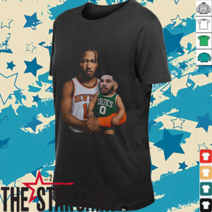 Jalen Brunson carrying baby Jayson Tatum New York Knicks x Boston Celtics 2025 NBA Playoffs shirt