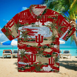 Indiana Hoosiers Palm Horizon Red Hawaiian Shirt