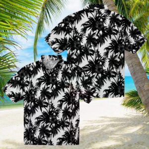 San Diego Padres Palm Motifs Black White Hawaiian Shirt MLB Fan Summer Beach Apparel